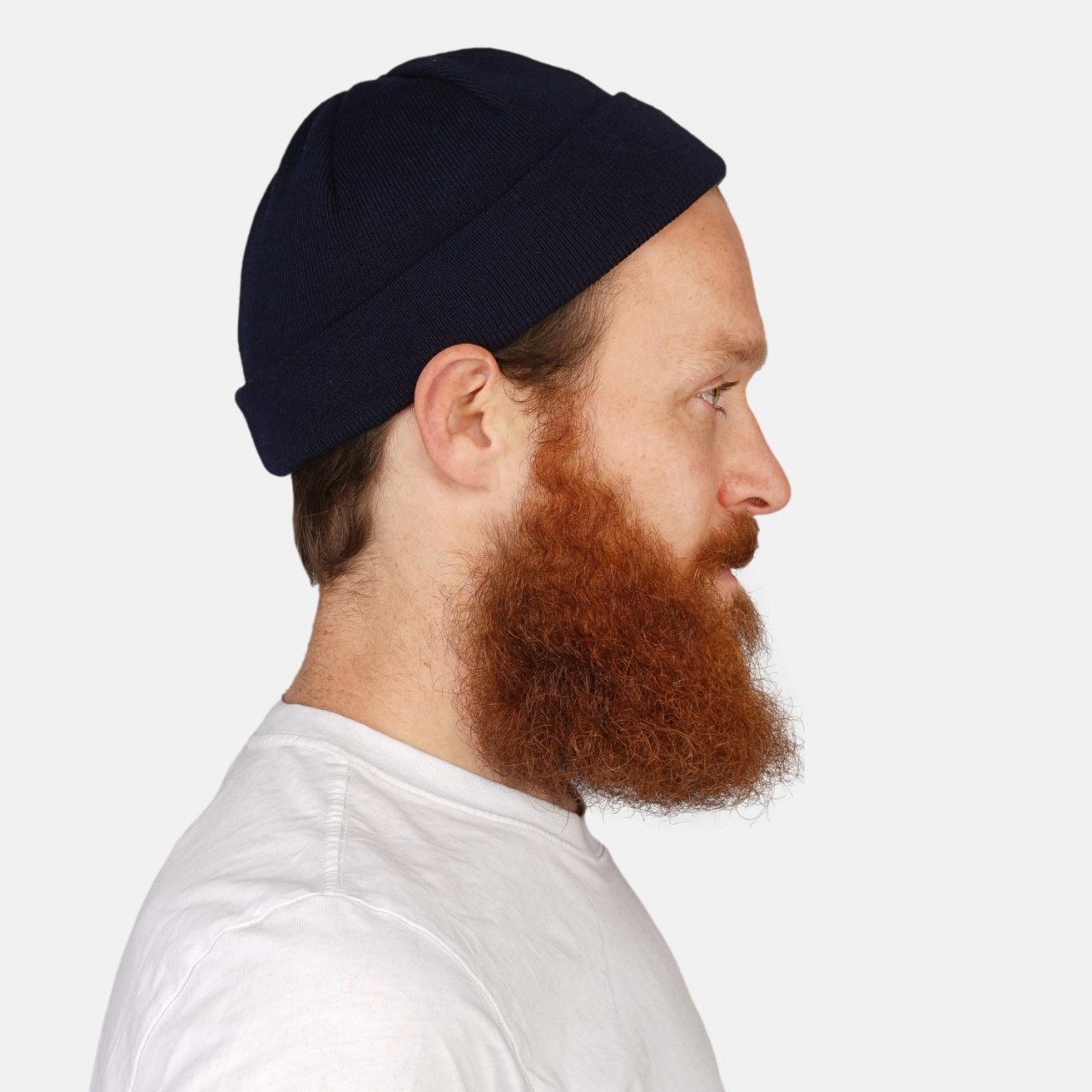 Hanseheld Strickmütze Seebär Merino Dockermütze kurz flach - Dunkelblau