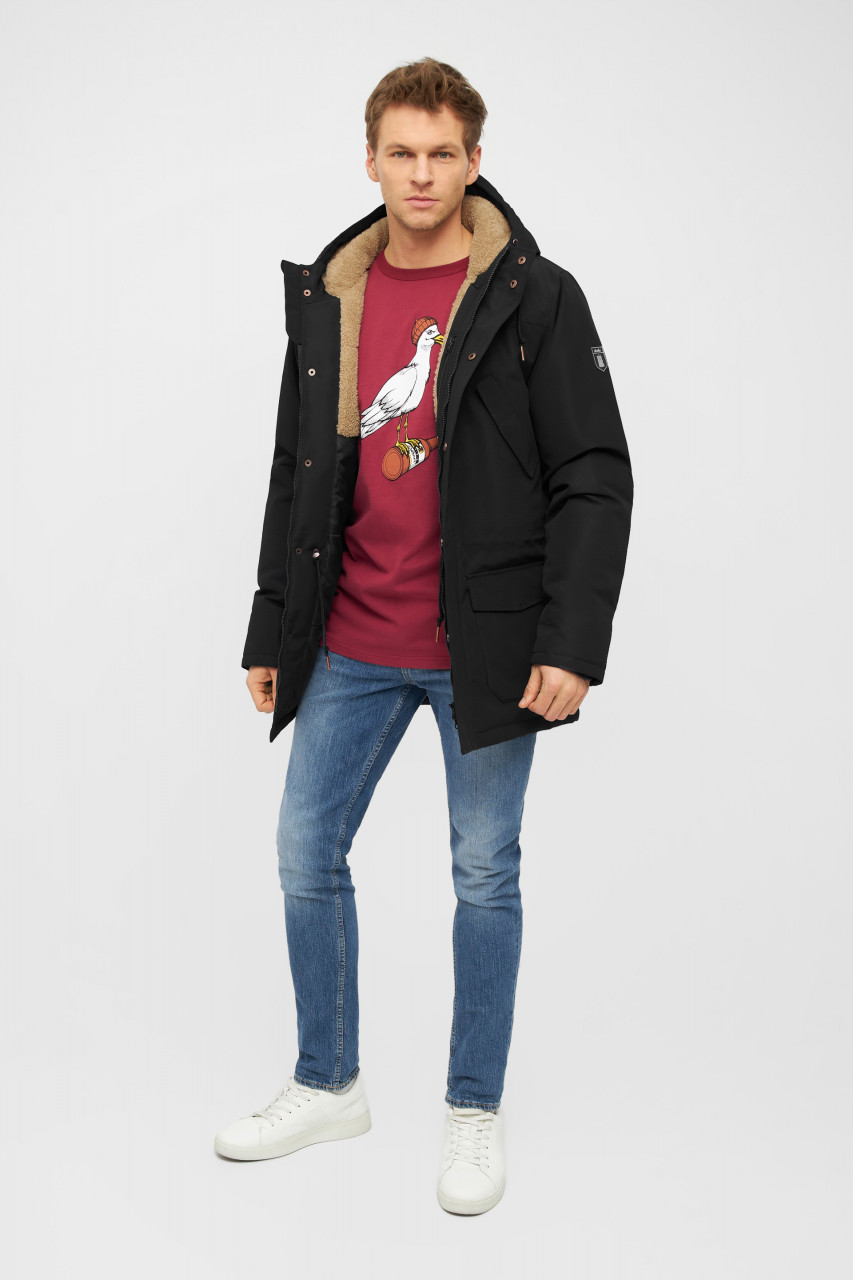 Derbe Festholm Herren Winterjacke Schwarz Caramel