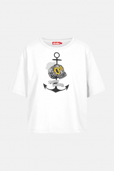 kk Derbe Mrs Skull Damen T-Shirt Anker Schädel Weiß Derbe Mrs Skull Damen T-Shirt Anker Schädel Weiß