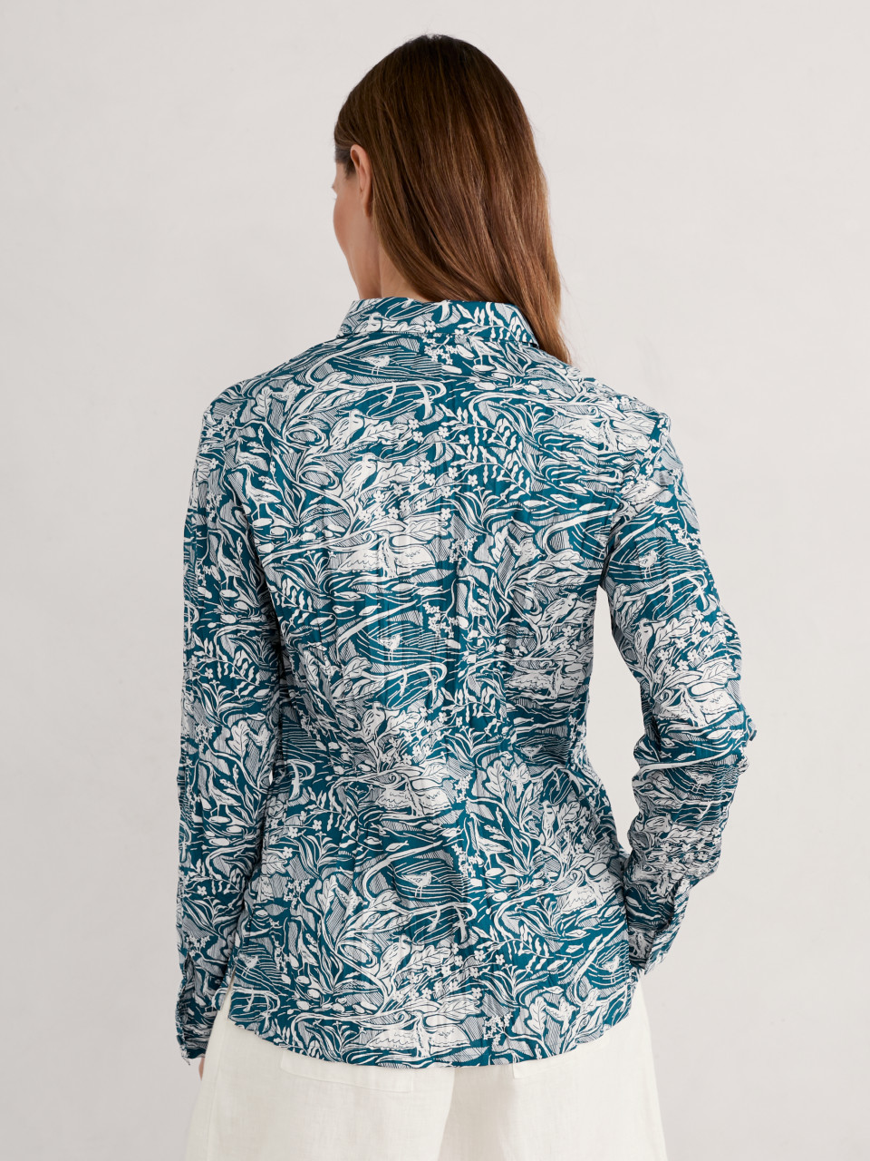 Seasalt Cornwall Bluse Larissa Damen Petrol Blumen Vögel