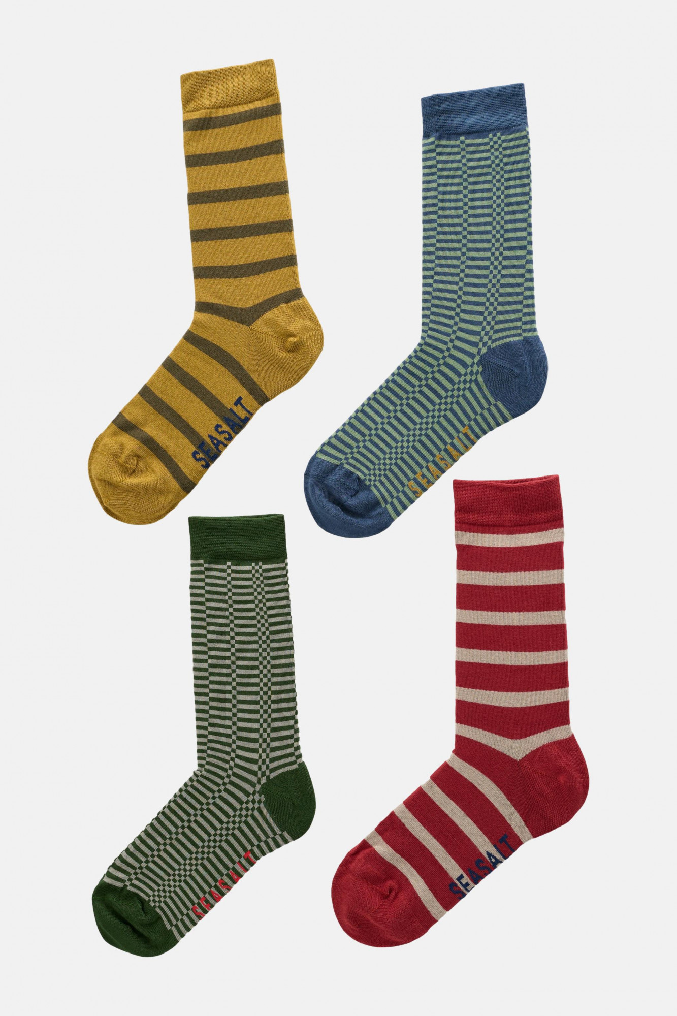 Seasalt Cornwall Sailor 4er Set Herrensocken Gestreift Navona Mix