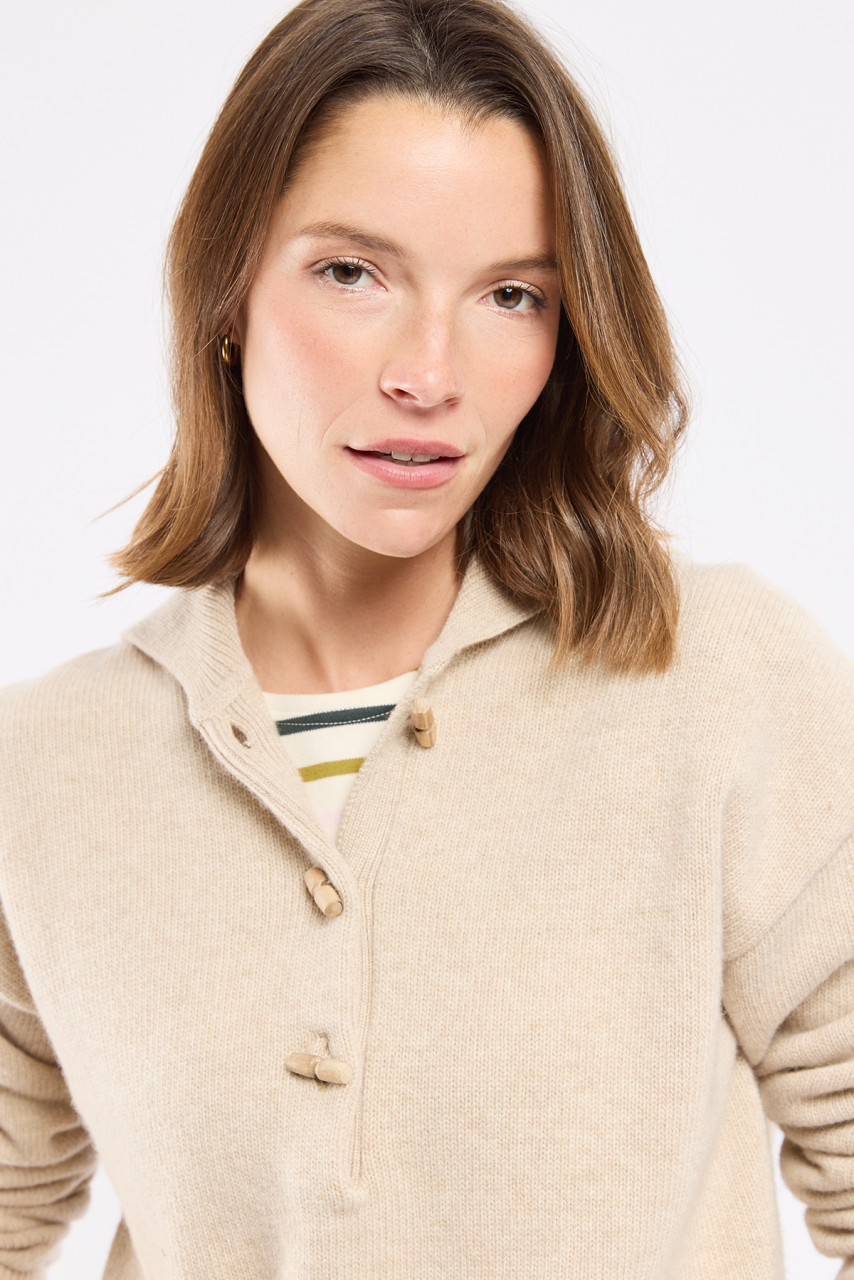 Armor Lux Pullover Pull Vareuse Damen Troyer Beige Irish Cream Matrosenkragen