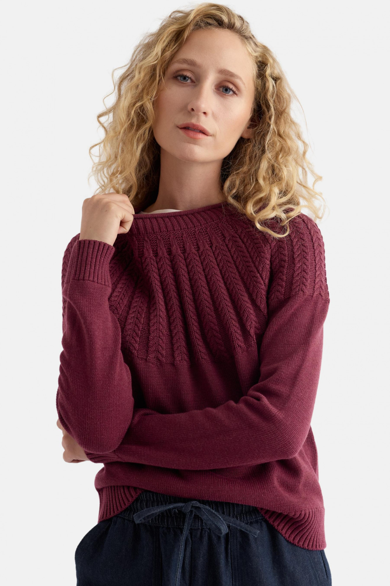 Seasalt Pullover Stone Chat Damen Bordeaux Rot Fairisle Strick