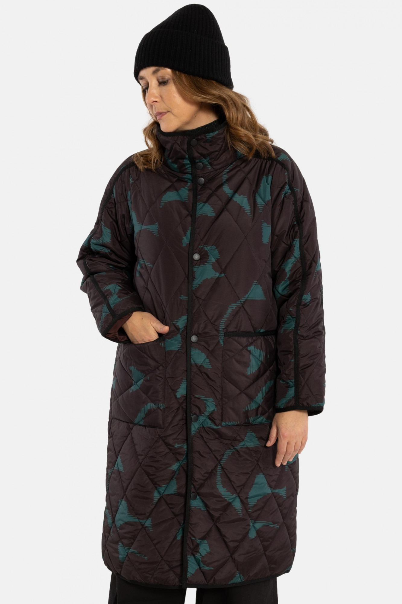 Danefae Übergangsjacke Danecherry Damen Schwarz Petrol Floral Steppjacke