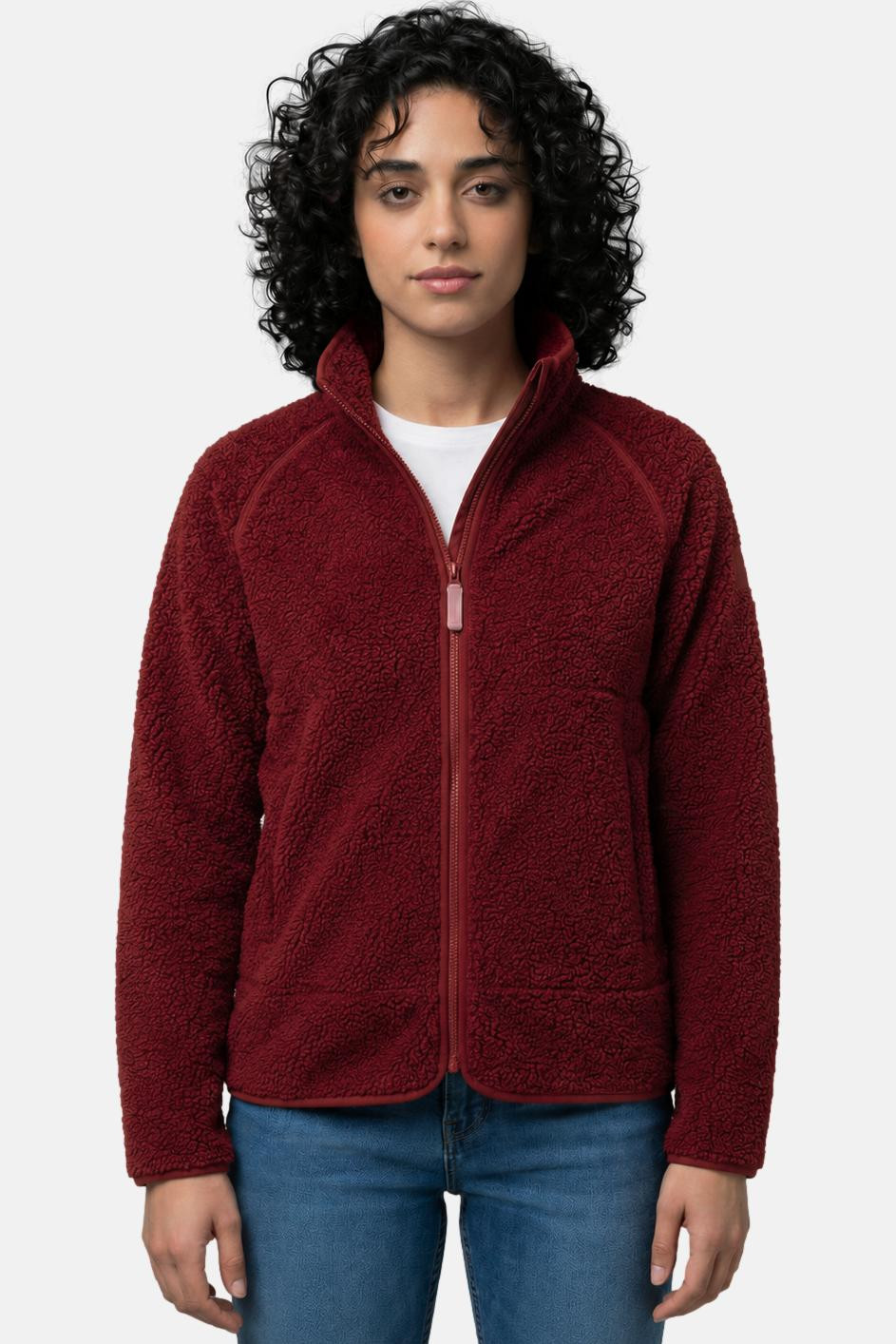 Derbe Damen Fleecejacke Kuschelby Rot Teddy