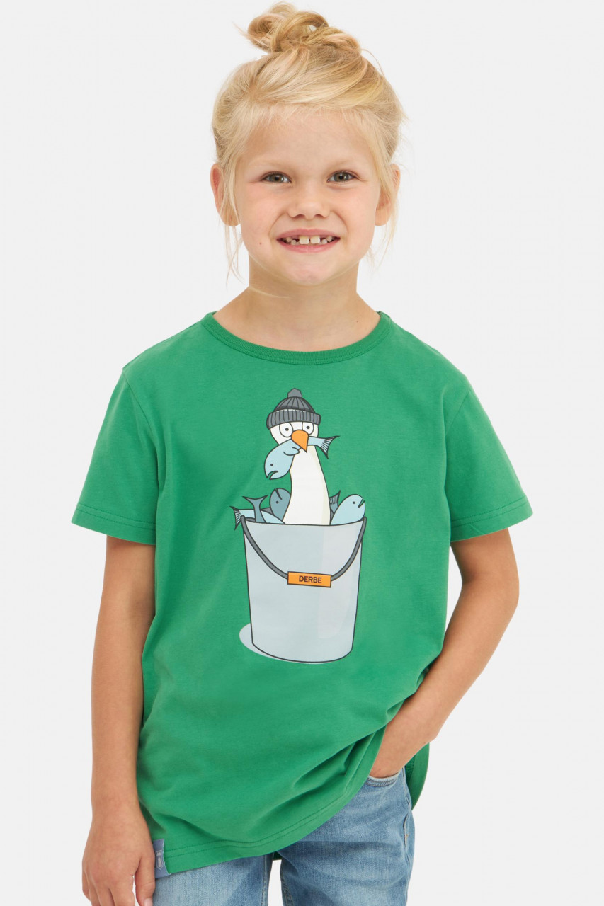 Derbe Kinder T-Shirt Langer Hals Grün