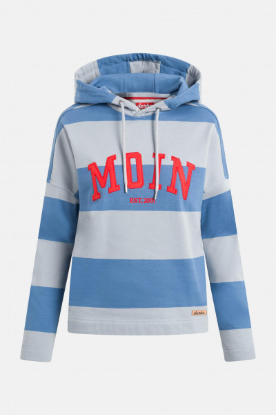 kk Derbe Moin Damen Hoody Kapuzenpullover Quarry Bijou Blue Grau Blau Streifen Derbe Moin Damen Hoody Kapuzenpullover Quarry Bijou Blue Grau Blau Streifen