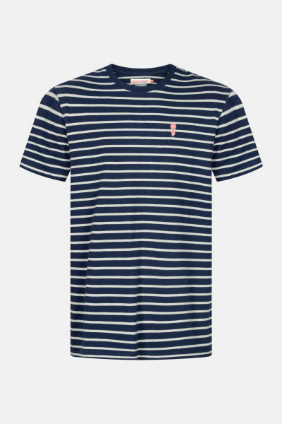 RVLT Revolution Striped Herren Embroidery T-Shirt Streifen Logo Stickerei Mint Mel Dunkelblau RVLT Revolution Striped Herren Embroidery T-Shirt Streifen Logo Stickerei Mint Mel Dunkelblau