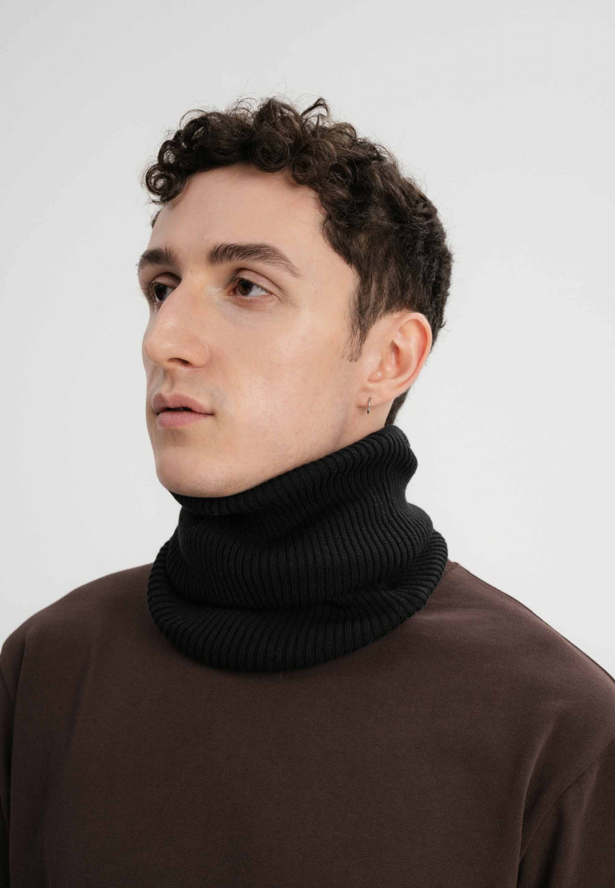 MELA DAIVI Schlauchschal Schwarz Rippstrick Loop