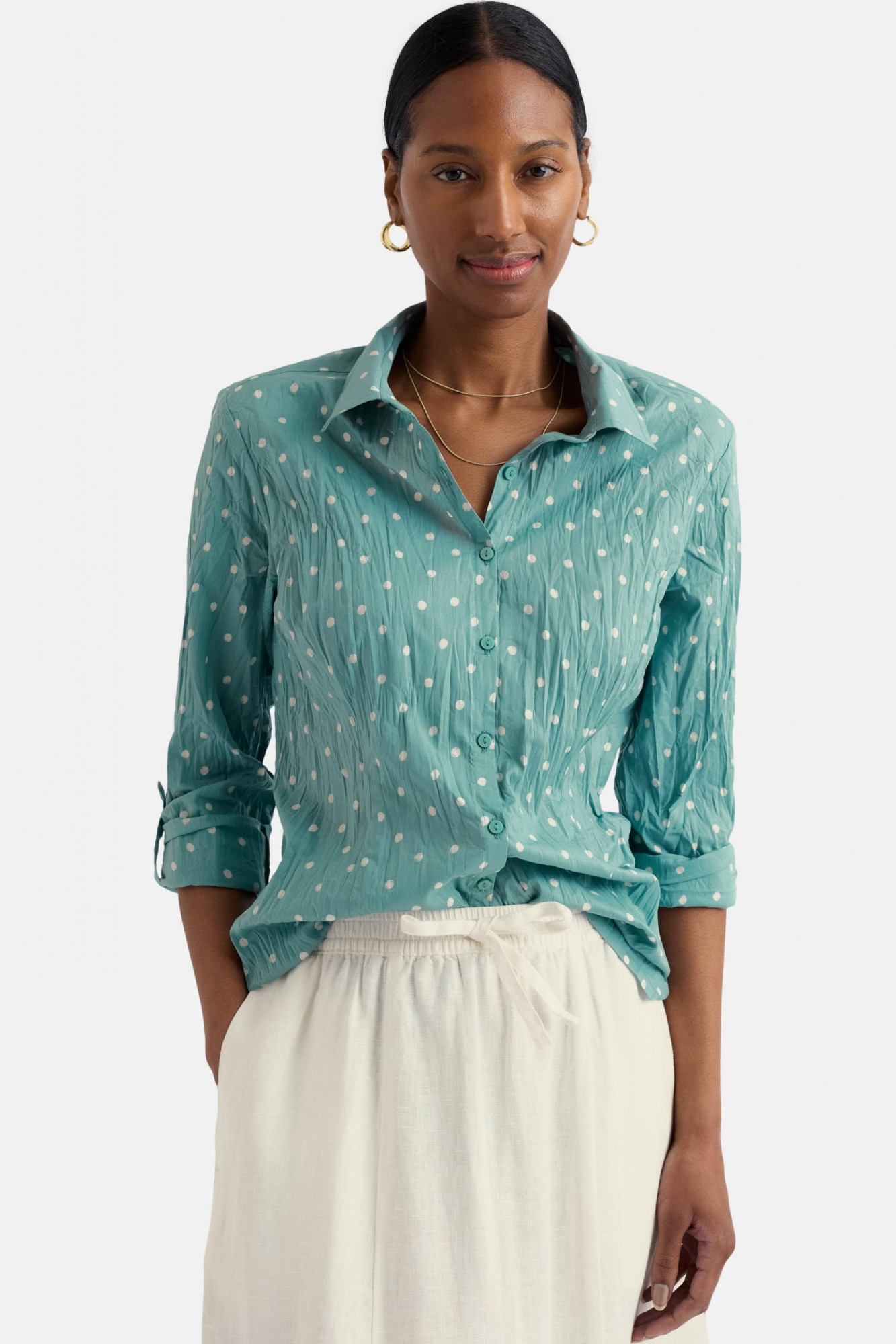 Seasalt Bluse Larissa Damen Türkis Hellblau Punkte Spot