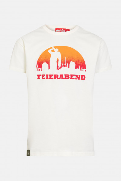 Derbe Einer Geht Noch Herren T-Shirt Off White Weiß Orange Hafen Silhouette Feierabend Bier