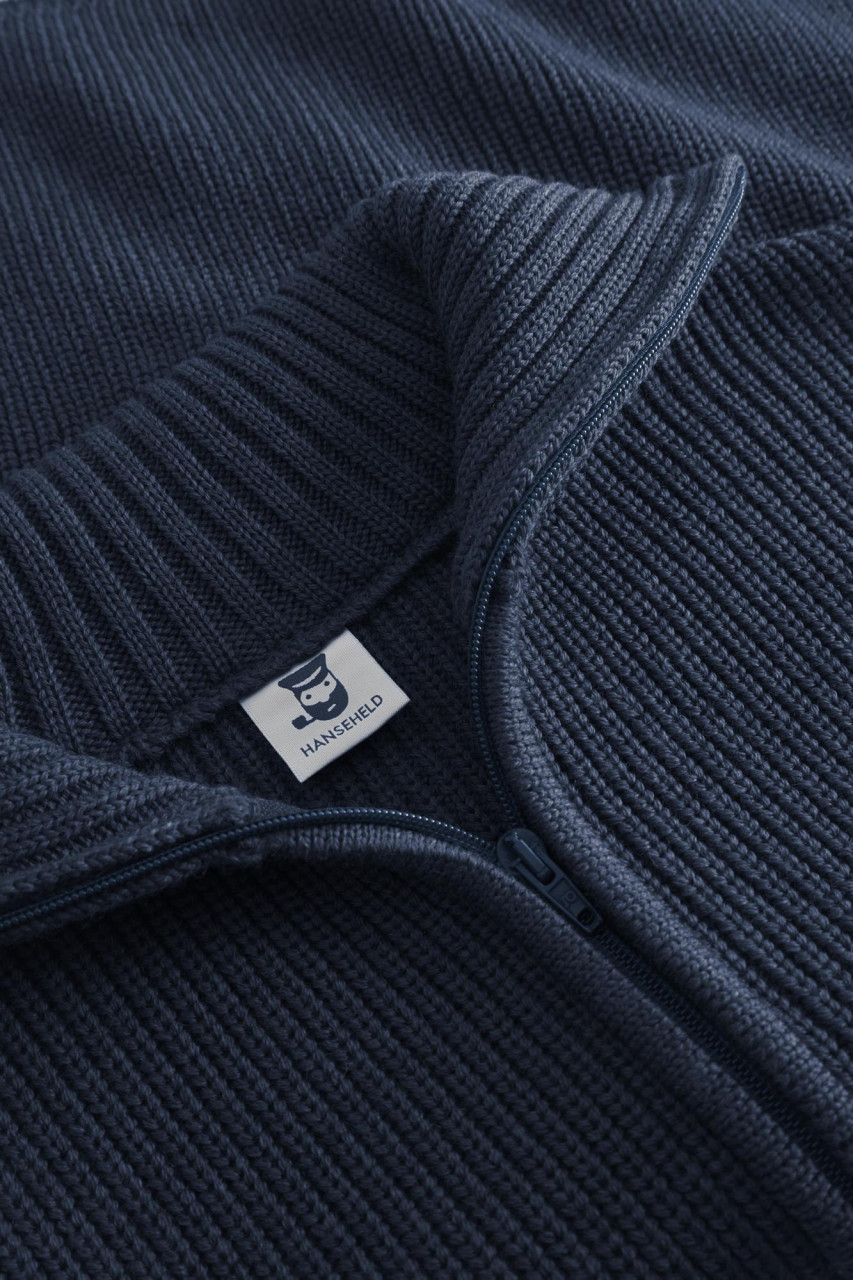 Damen Troyer Hanseheld Merino Blau GOTS Organic