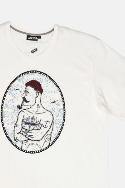 LAKOR T-Shirt Carnage Herren Weiß Seemann Pfeife LAKOR T-Shirt Carnage Herren Weiß Seemann Pfeife