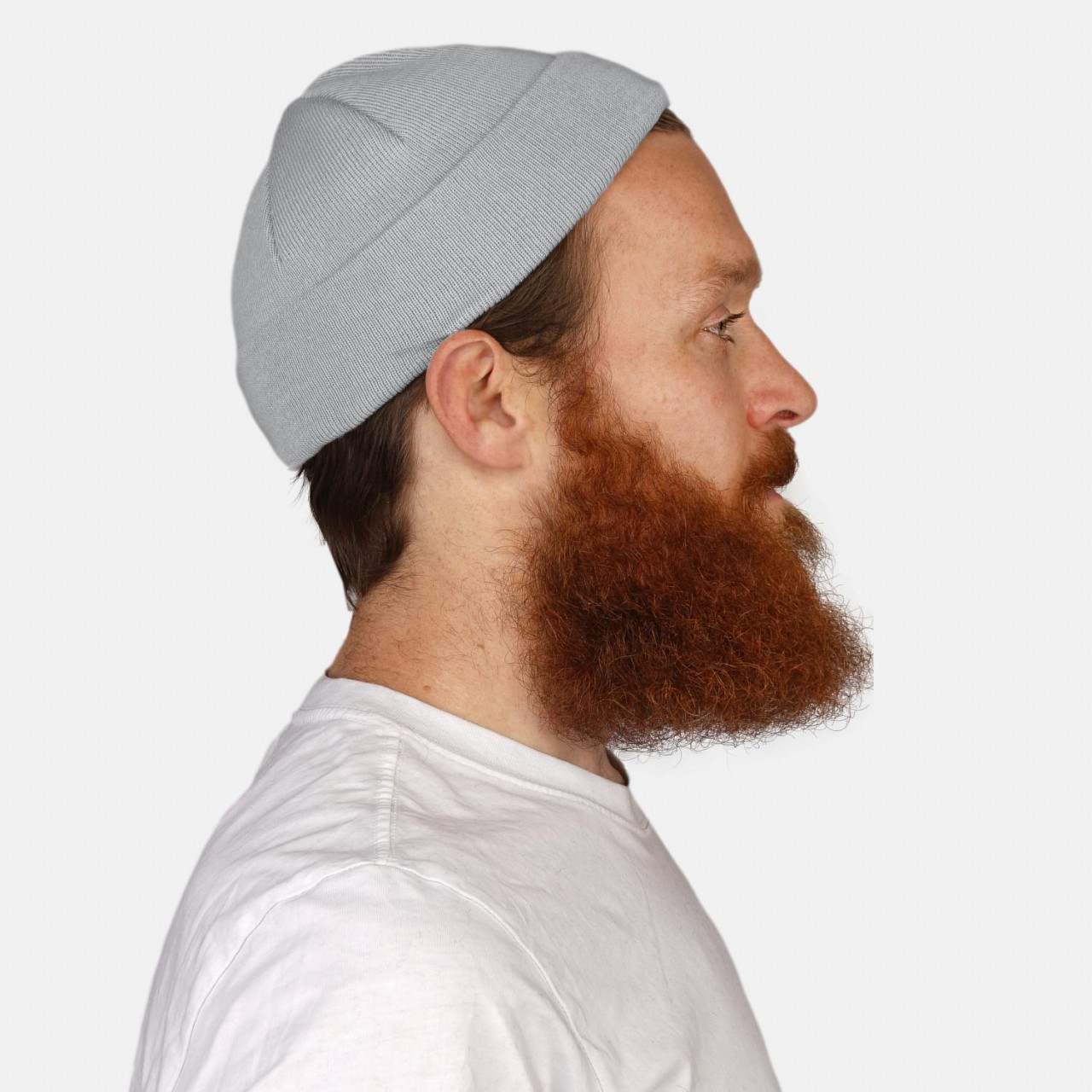 Hanseheld Strickmütze Seebär Baumwolle Dockermütze kurz flach - Grau