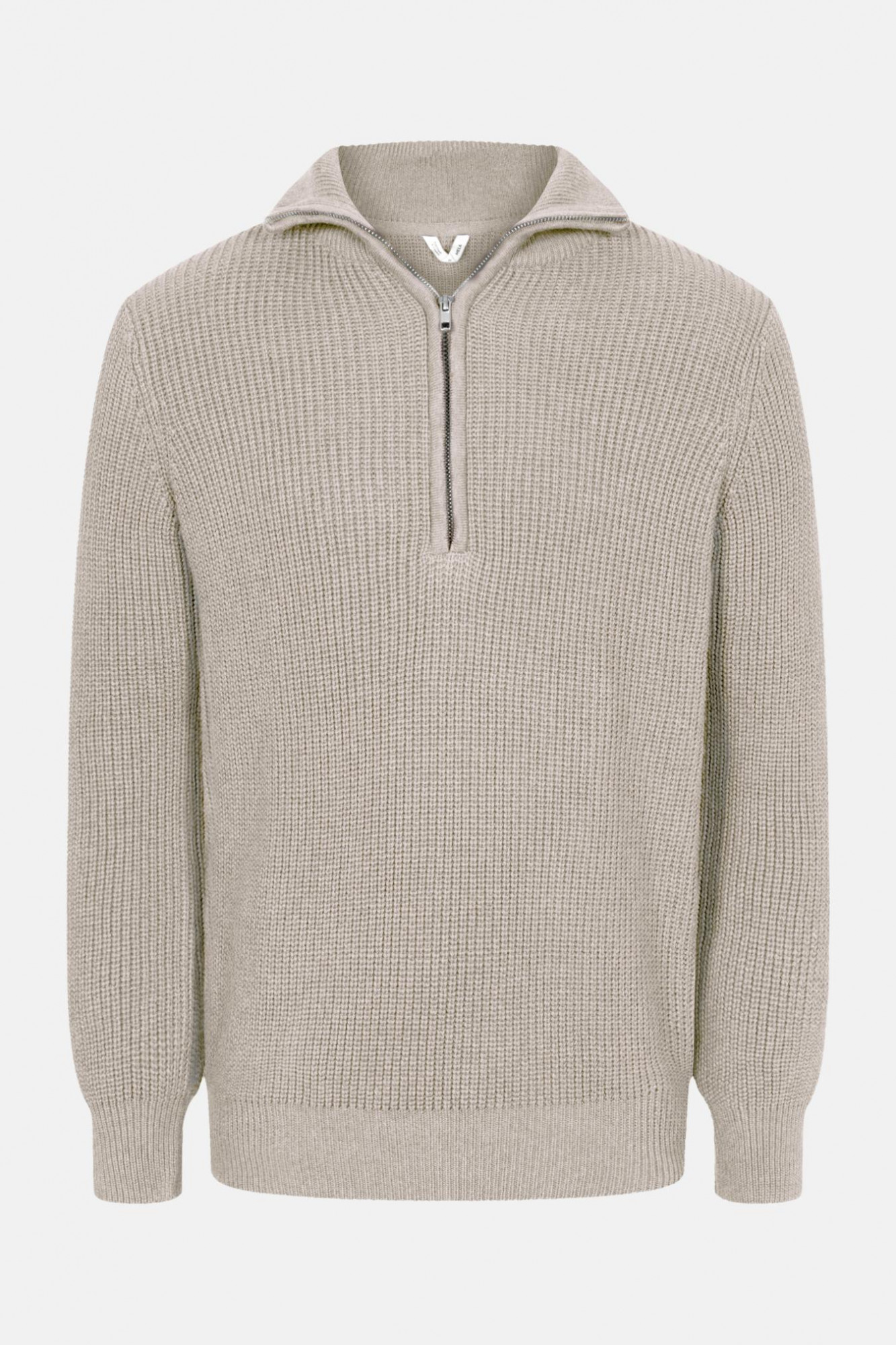 MELA Troyer UDAI Herren Pullover Beige Meliert Baumwolle GOTS Organic