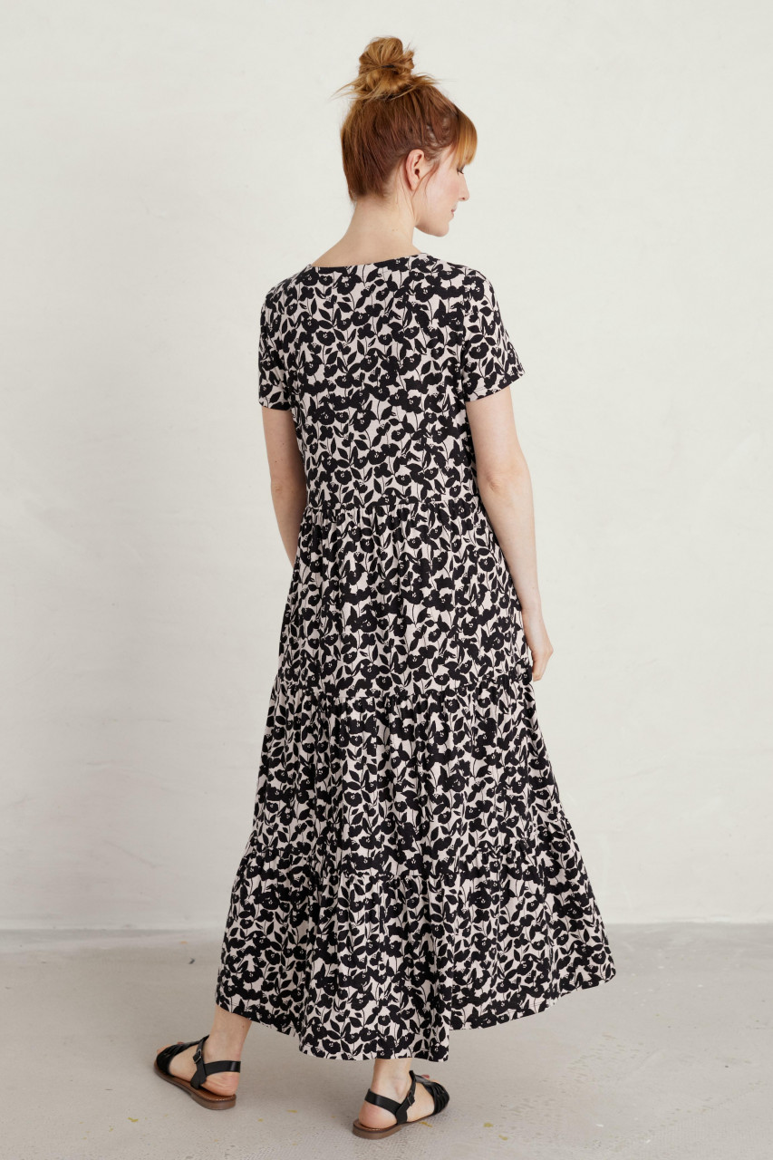 Seasalt Cornwall Line Strokes Dress Damen Kleid Rose Silhouette Black Schwarz