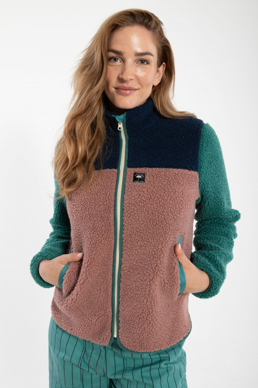 Danefae Fleecejacke Danebirk Damen Petrol Türkis Beige Rosa Blau Teddy