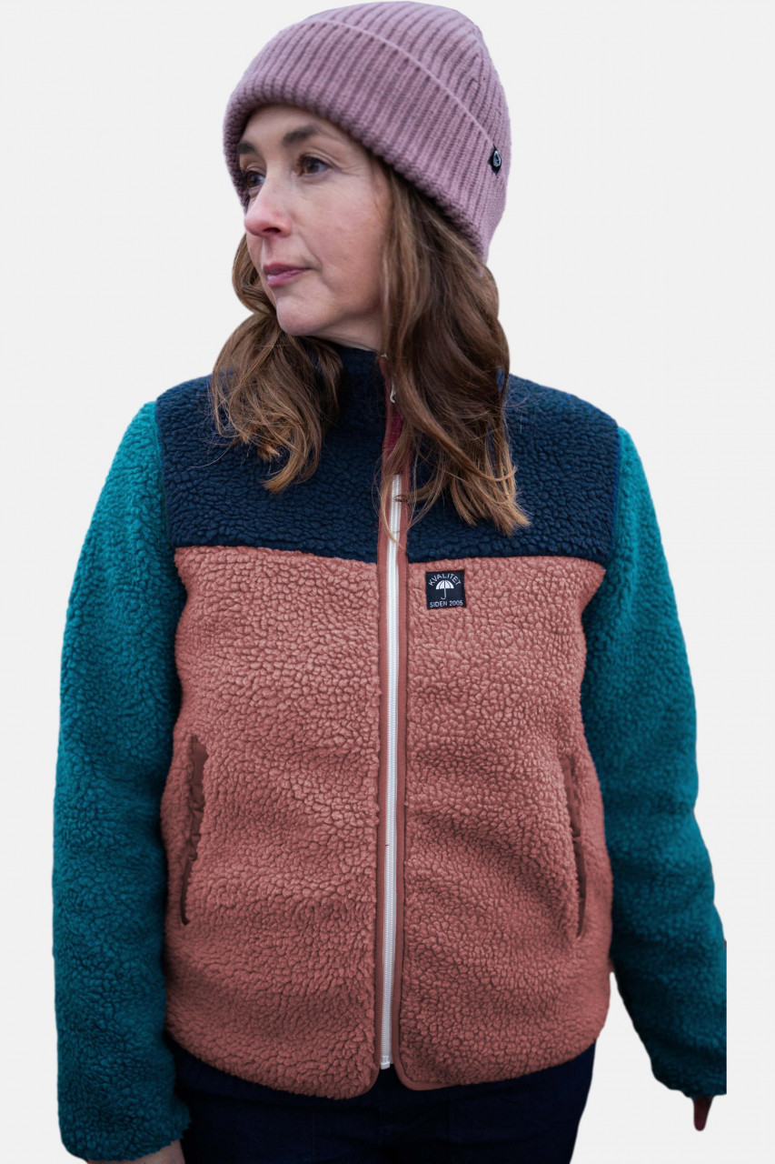 Danefae Fleecejacke Danebirk Damen Dunkelblau Rosa Türkis Teddy