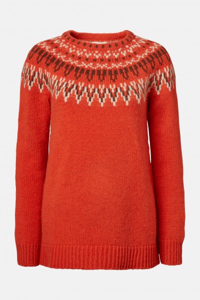 Jumper Fabriken Veda Damen Norweger Pullover Rot Orange