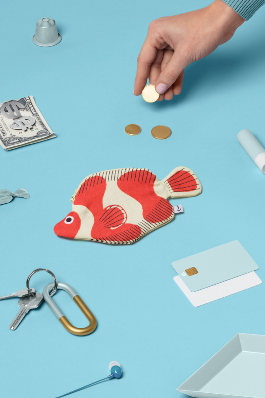 Don Fisher Schlüsselanhänger Tasche Clownfisch Rot Weiß Fisch