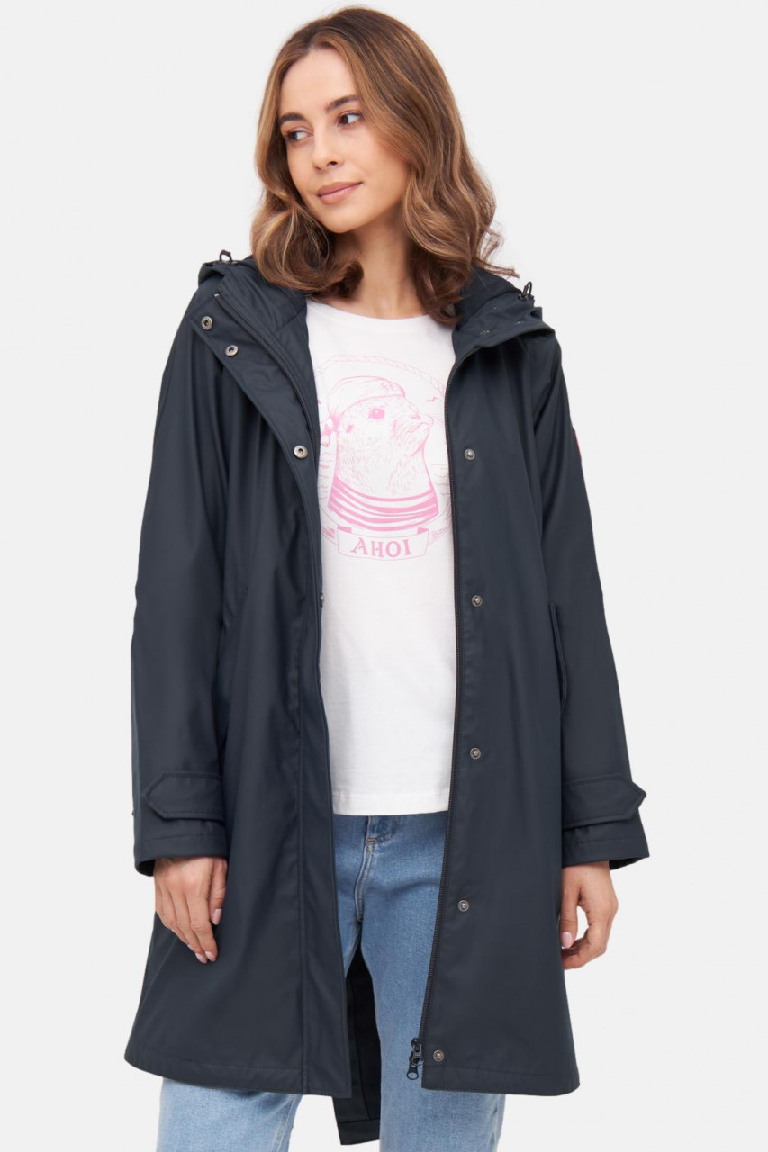 Regenjacke Blau Traveby Plain von derbe - Model-Bild