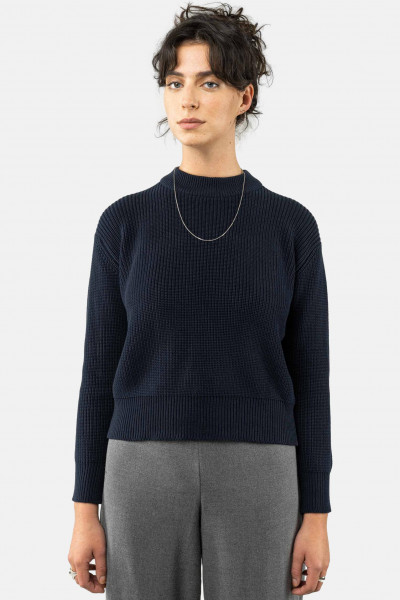 MELA Damen Strickpullover Manika Navy Blau