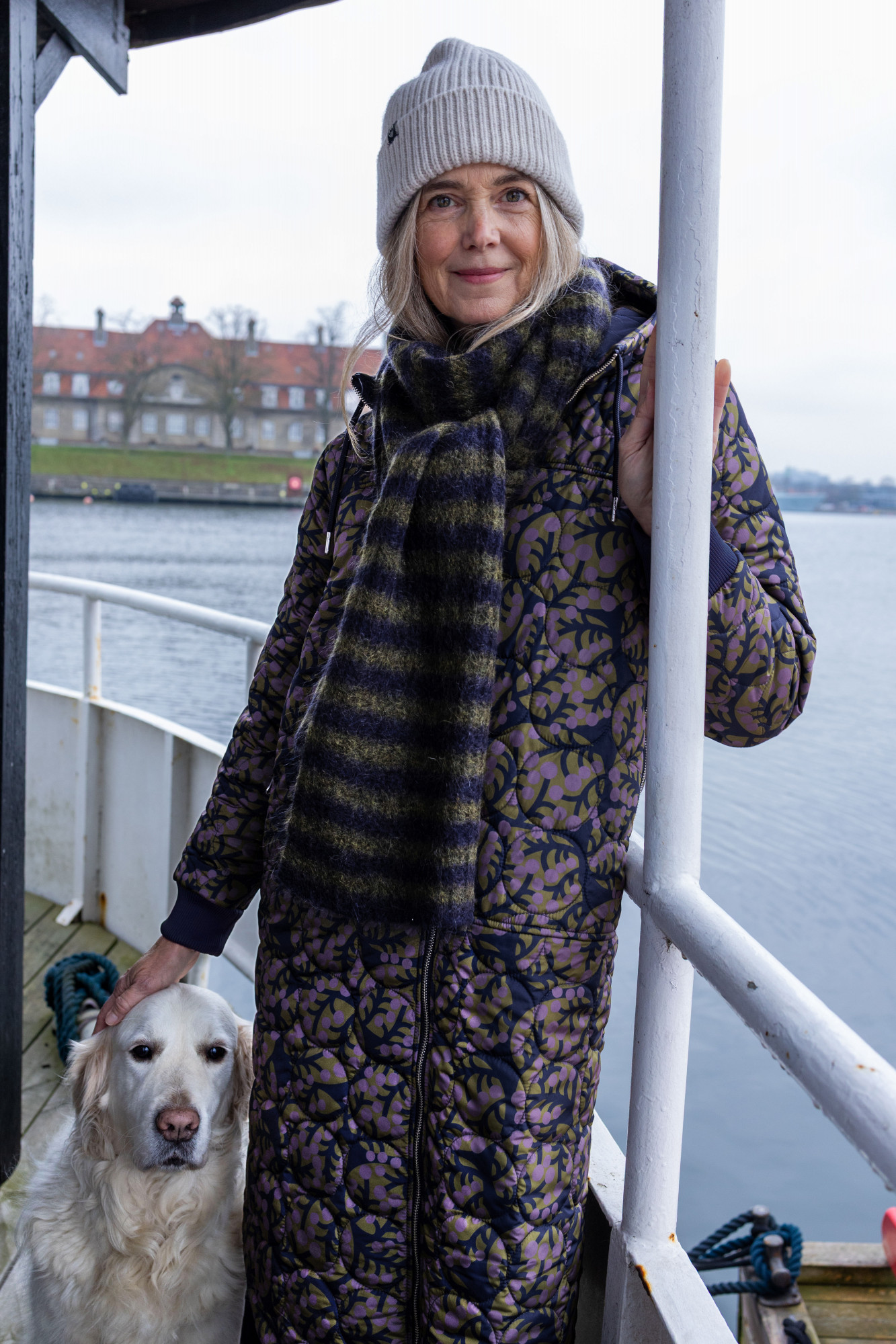 Danefae Steppmantel Danedrama Damen Dunkelblau Lila OlivThermojacke Lang
