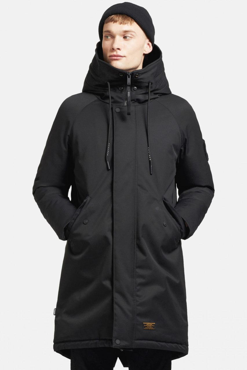 Khujo Tuck Herren Winterjacke Schwarz Black Parka Kurzmantel