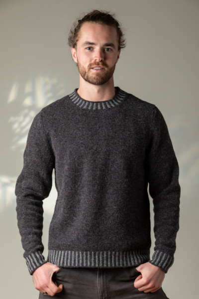 ERIBÉ Pullover Bruar Herren Grau Anthrazit Fairisle Streifen ERIBÉ Pullover Bruar Herren Grau Anthrazit Fairisle Streifen