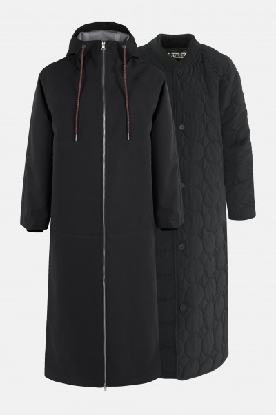 Danefae Wintermantel Daneroyal Damen Schwarz Regenjacke Steppjacke Extra Lang