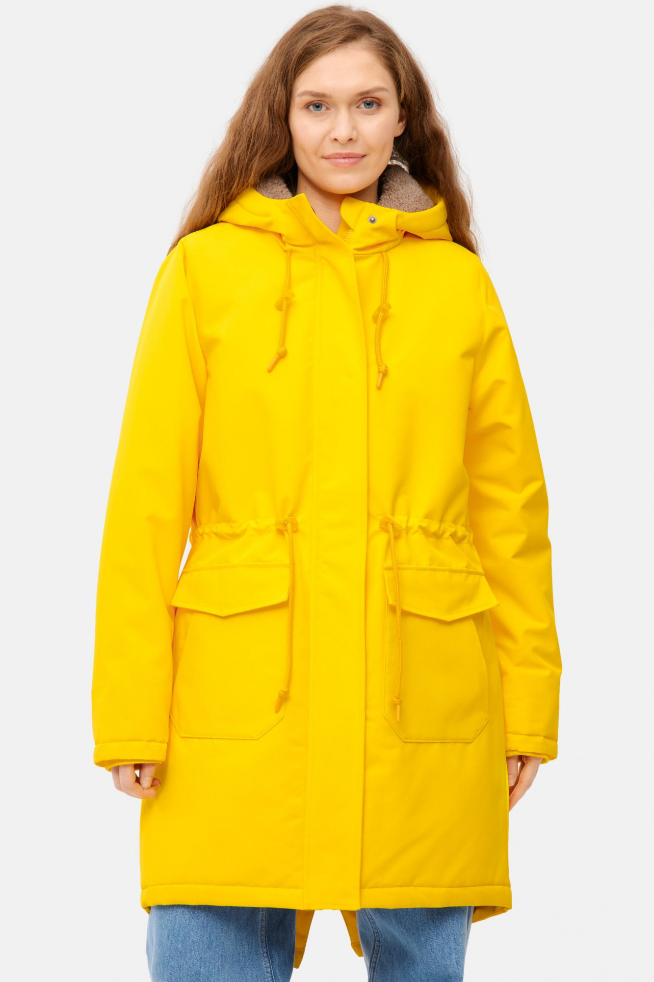 Derbe Winterjacke Friese Festholm 90er Damen Gelb Warm Gefüttert