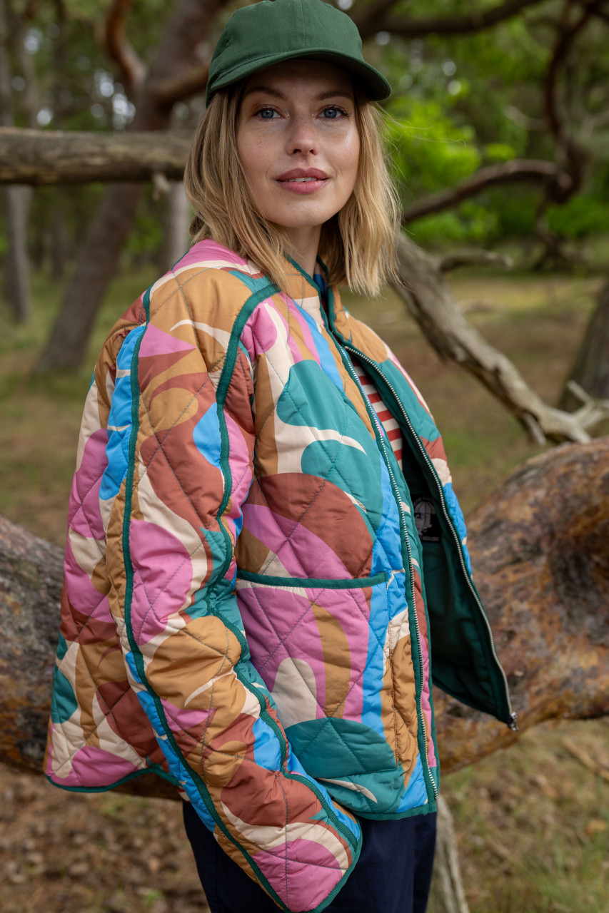 Danefae Danemaple Steppjacke Grün Türkis Braun Rosa Gemustert Übergangsjacke