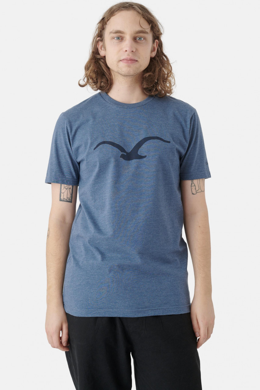Cleptomanicx Herren T-Shirt Möwe Heather Blue Blau Meliert Baumwolle Nachhaltig