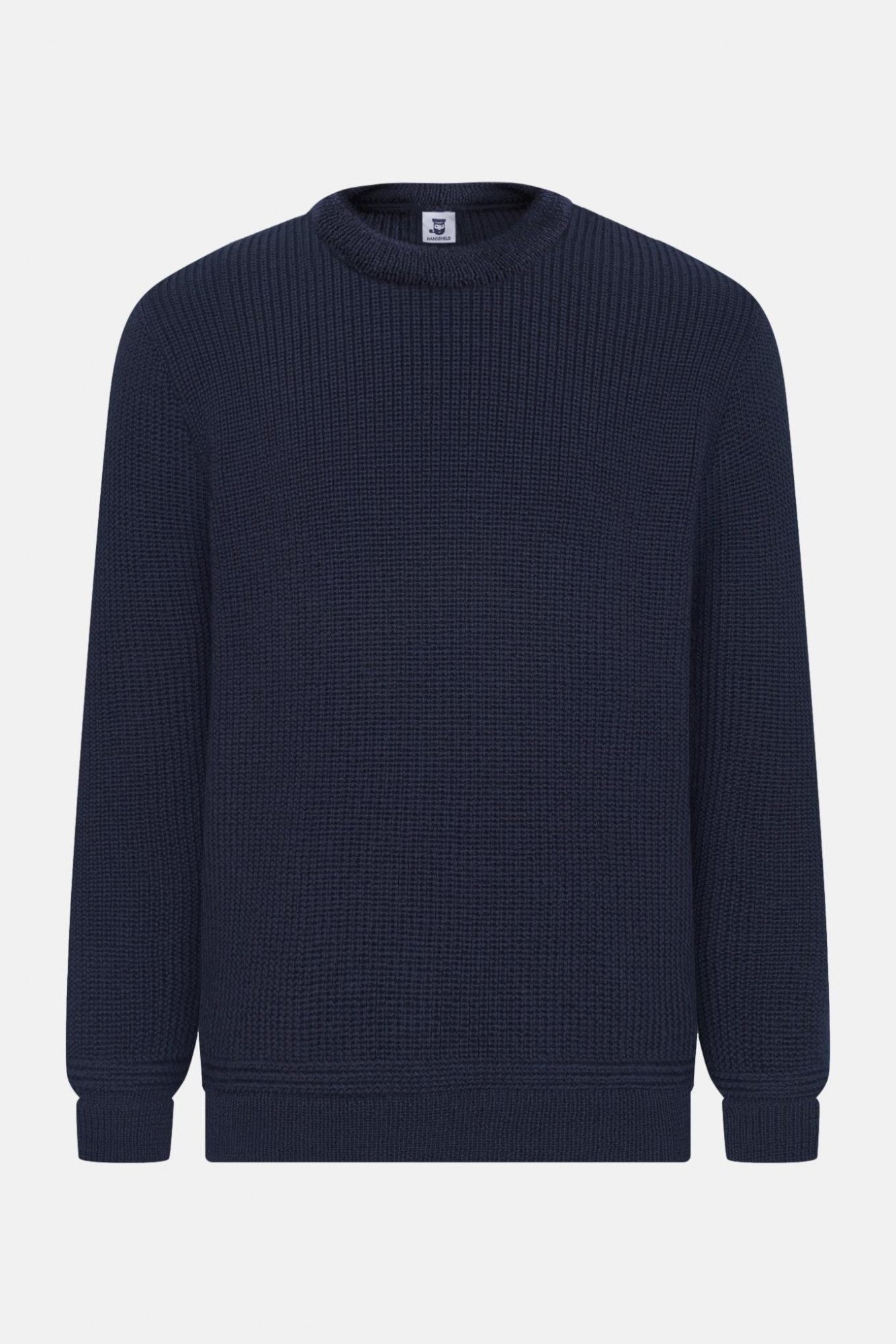 Hanseheld Strickpullover Schurwolle Blau Navy GOTS Organic