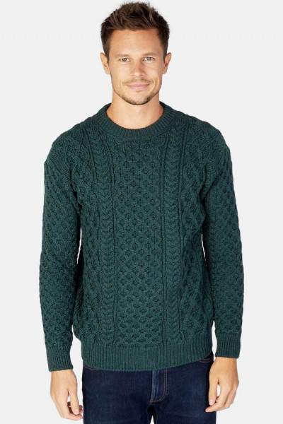 IrelandsEye Aran Blasket Grün Herren Pullover Evergreen