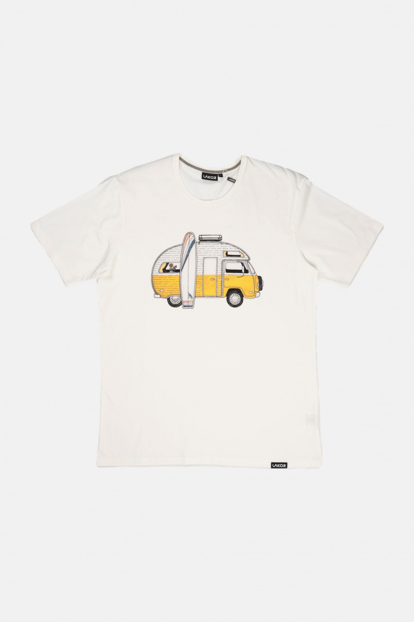 LAKOR T-Shirt Sun Camper Herren Weiß Gelb Wohnmobil