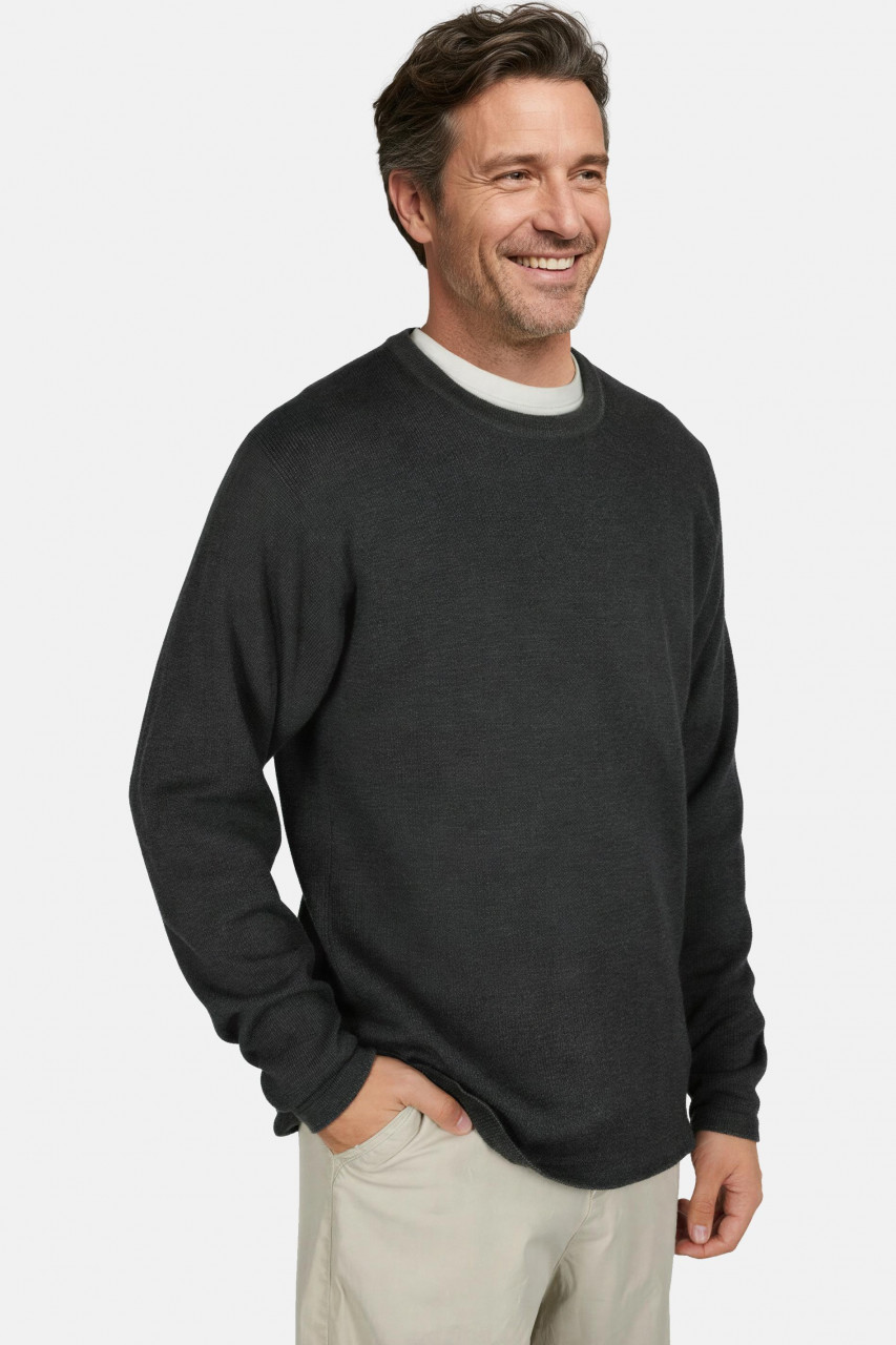 Hanseheld Strickpullover Merino Anthrazit Grau Gestreift