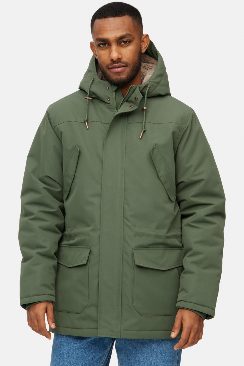 Derbe Winterjacke Festholm Herren Oliv Grün Warm Gefüttert