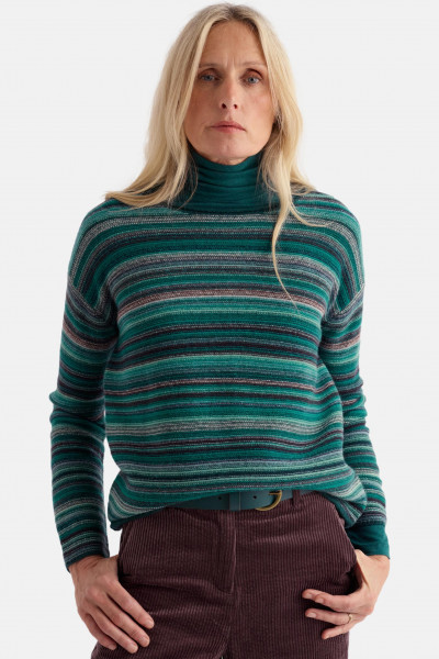 Seasalt Pullover Fruity Ripple Marks Damen Blau Türkis Braun Gestreift