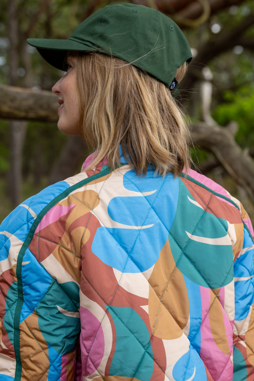 Danefae Danemaple Steppjacke Grün Türkis Braun Rosa Gemustert Übergangsjacke