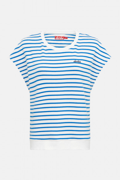 T-Shirt Interstriped Weiß Blau Gestreift für Damen von derbe