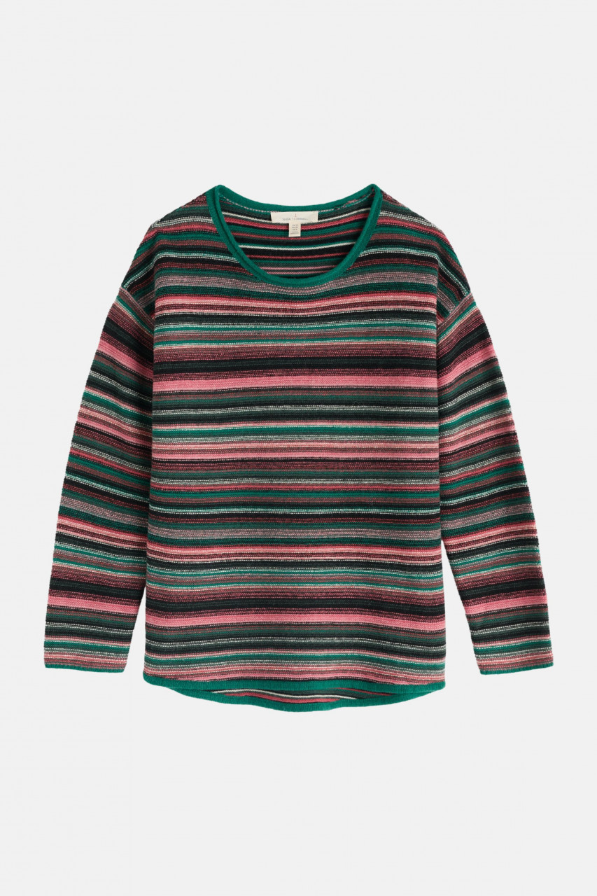 Seasalt Cornwall Pullover Fruity Damen Oliv Grün Orange Beige Gestreift