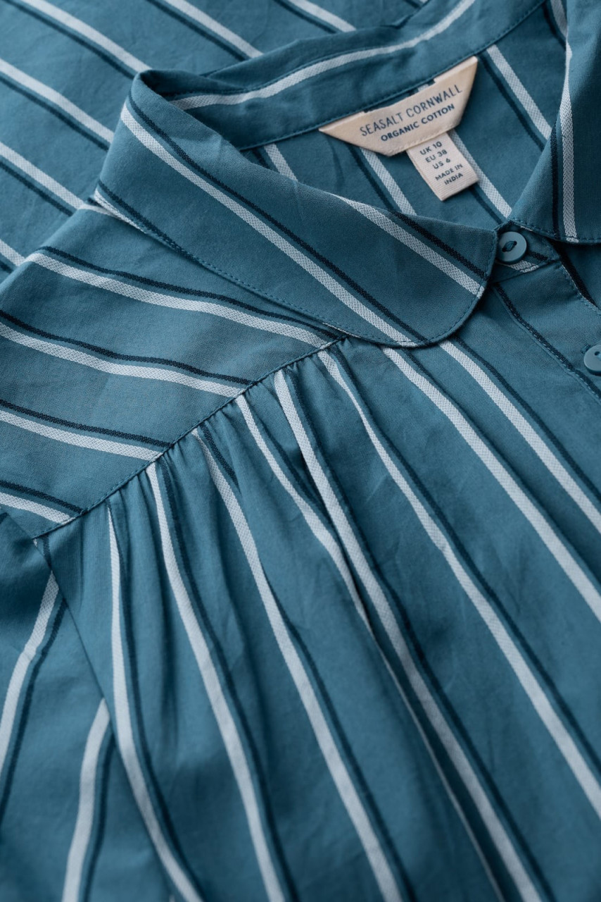 Seasalt Cornwall Bluse Spiral Flight Damen Petrol Gestreift