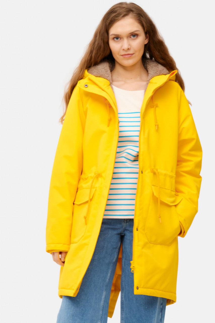 Derbe Winterjacke Friese Festholm 90er Damen Gelb Warm Gefüttert