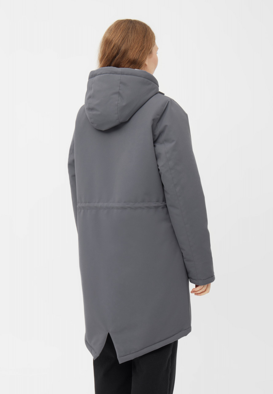 Derbe Winterjacke Friese Festholm Damen Grau Warm Gefüttert