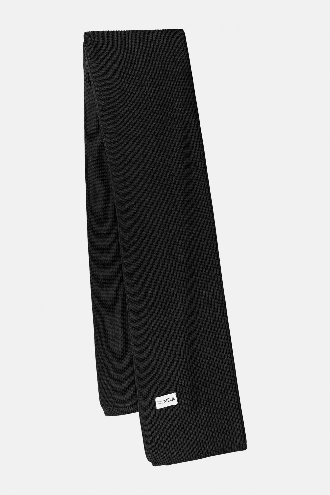 MELA Rippstrick Schal Nagna Schwarz GOTS Organic