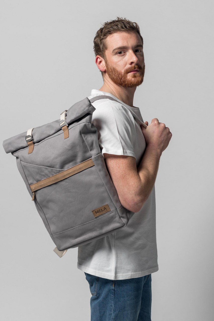 MELA Rucksack Ansvar I Grau Baumwolle Fairtrade Bio