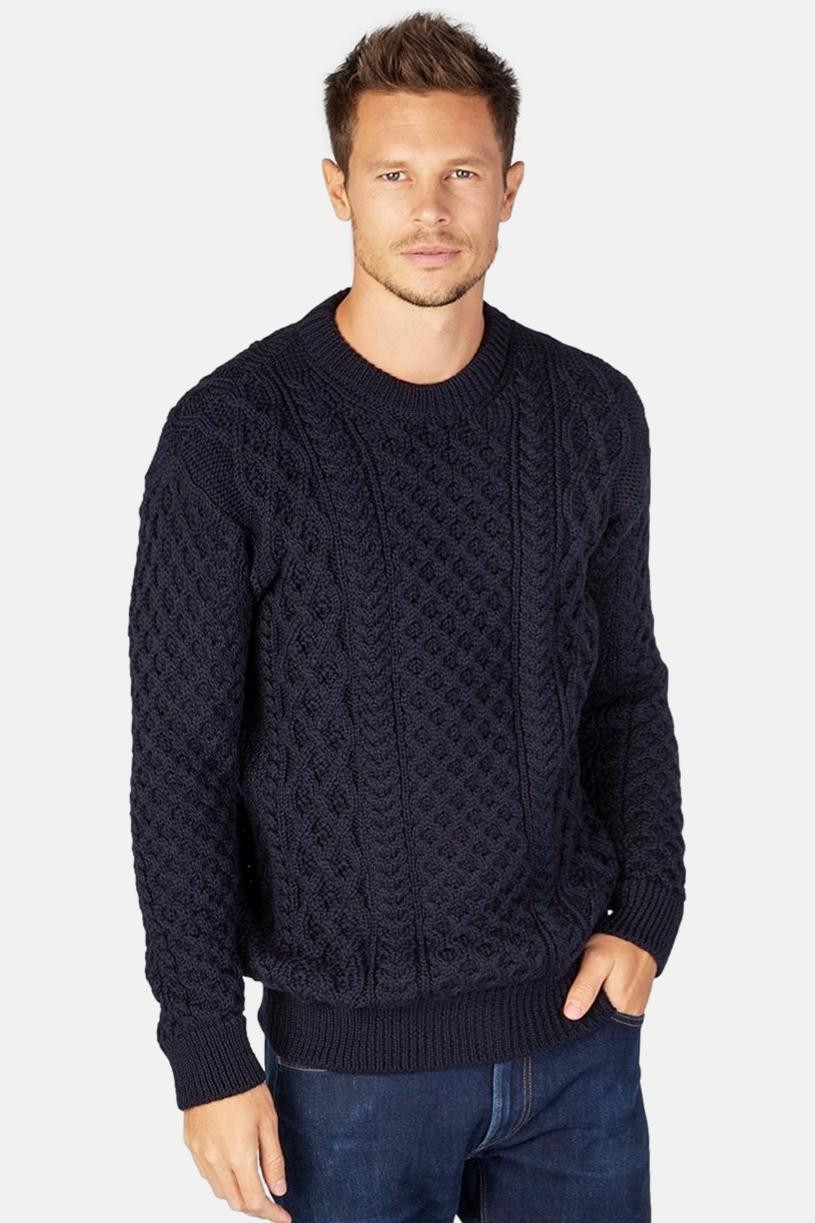 Aran Crafts Skiddaw Herren Pullover - Irische Wolle Mit 1/4 Reißverschluss