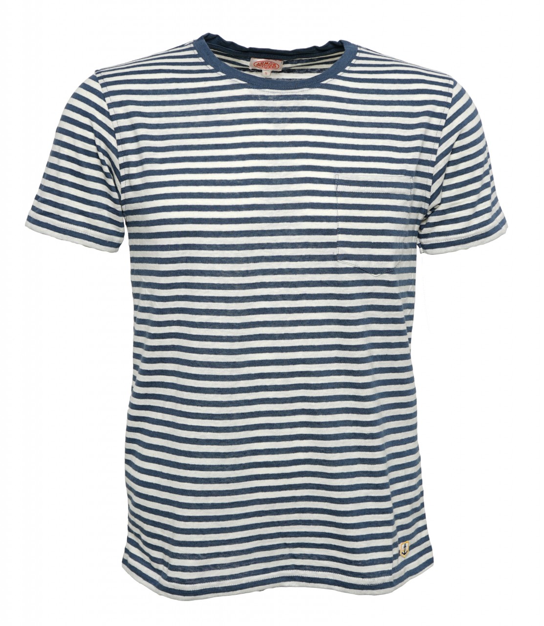 Armor Lux Streifen-T-Shirt Herren mit Leinen Blau-Weiß Heritage