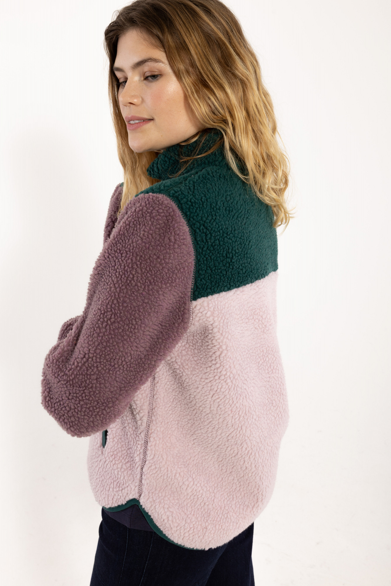 Danefae Danebirk Fleecejacke Rosa Flieder Dunkelgrün